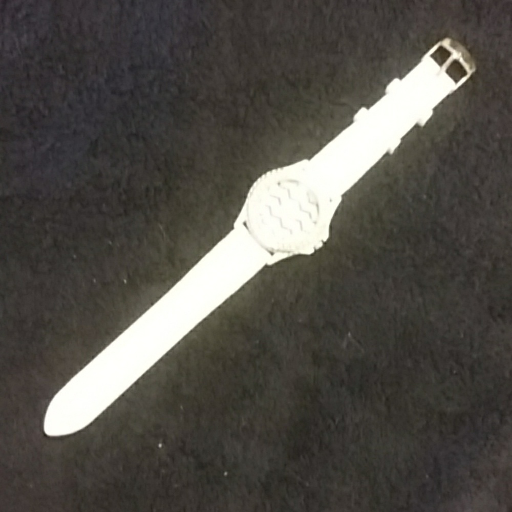 White fashion watch with Chevron face